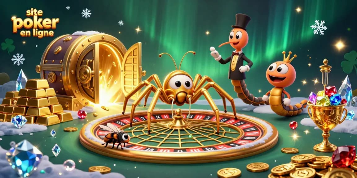 Jouez sur le meilleur site poker en ligne, avec une araignée d'or et une roulette pleine de trésors.