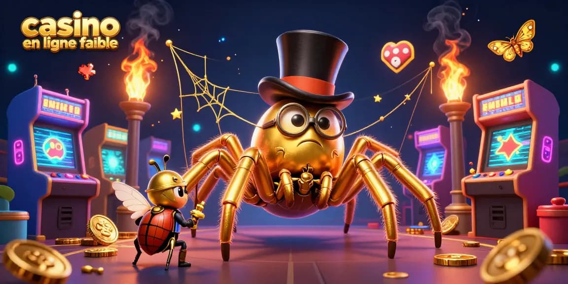 Joue sur un casino en ligne fiable avec une scène dynamique et colorée illustrant une araignée et un chevalier.