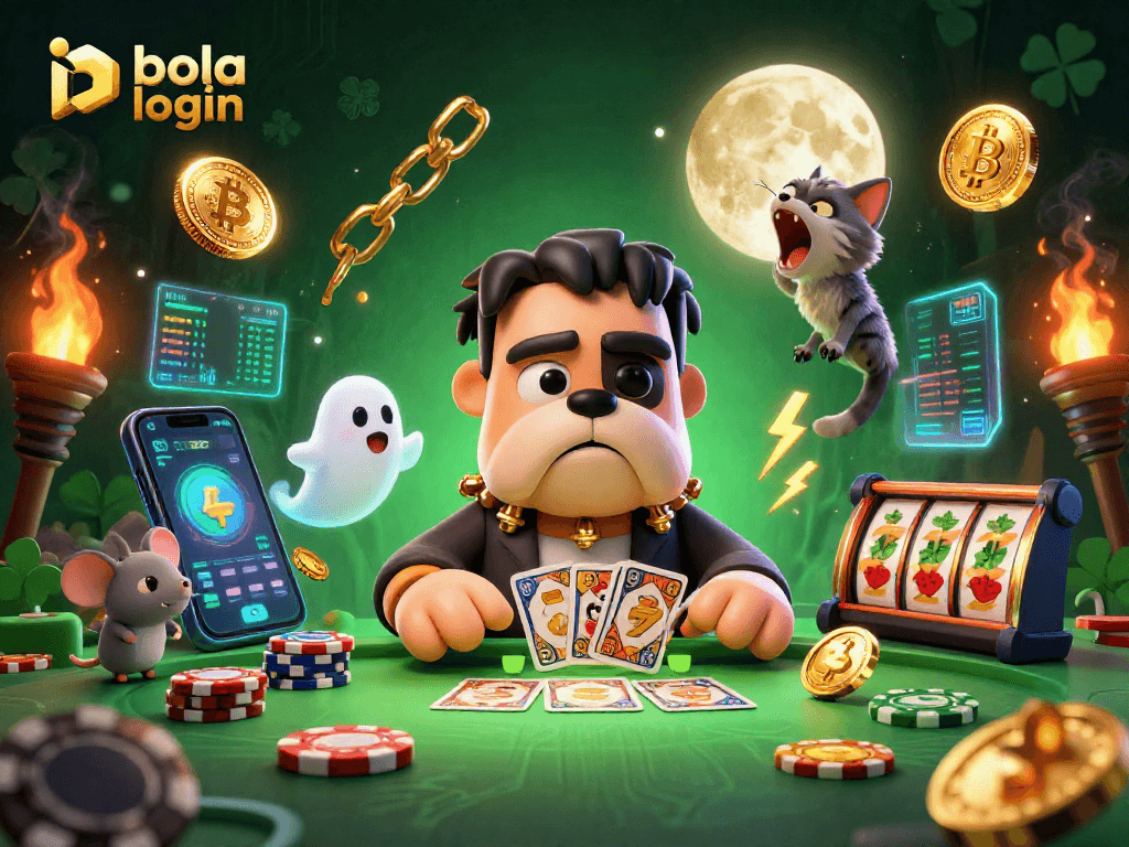 Engage in thrilling gameplay with bola login at our vibrant online casino showcasing unique characters and bright crypto elements.