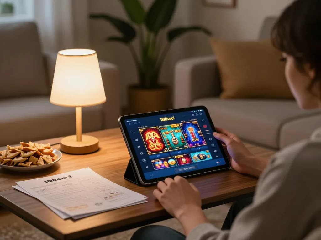 Menikmati kredit percuma 100cuci sambil bermain permainan di tablet di rumah dengan suasana yang selesa