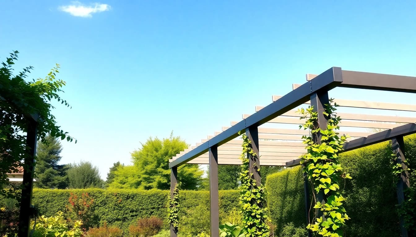 Erleben Sie die Terrassenueberdachung Ungarn in einem eleganten Garten mit modernem Design.