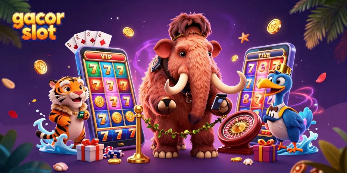 Experience gacor slot with a vibrant 3D casino scene featuring engaging characters and dynamic game elements.