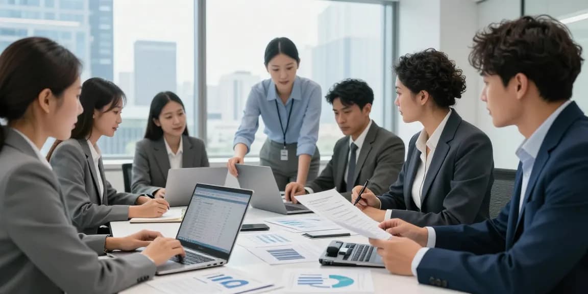 Diskusi tim AAFI KOTA TANGERANG SELATAN tentang audit forensik di ruang kantor modern.