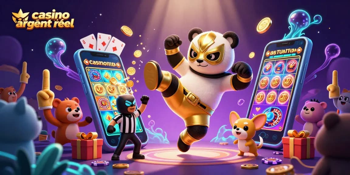 Vendez des gains avec un panda lutteur dans un match palpitant sur casino en ligne argent réel.