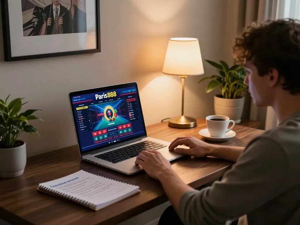 Terlibat dalam permainan online di Paris888 dengan pengaturan yang nyaman dan catatan strategis terlihat.