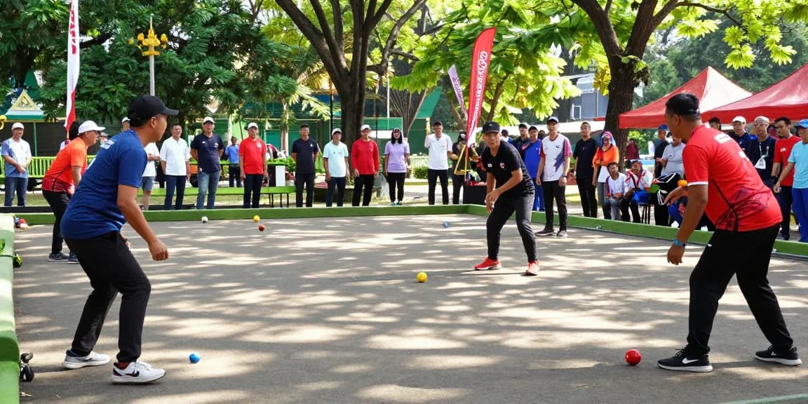 Kompetisi petanque di fopikotatomohon.org dengan suasana meriah dan para pemain yang antusias.