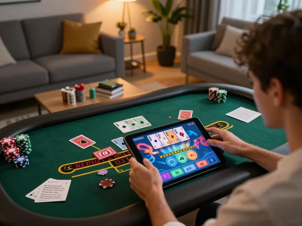 Engaging in casino non aams legali online blackjack game from home, showcasing strategic gameplay and comfortable atmosphere.