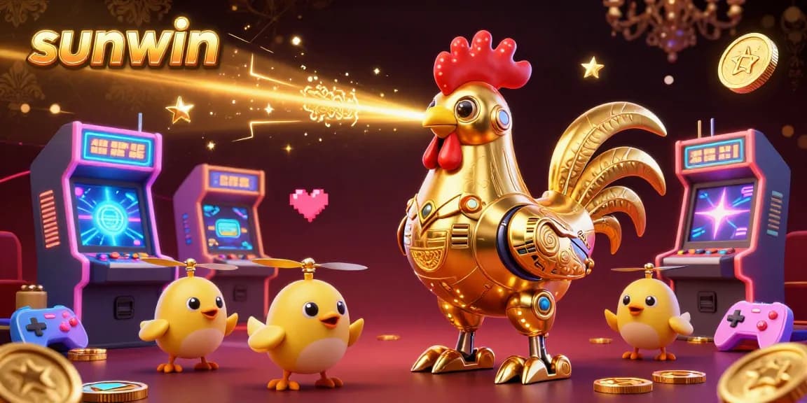 Experience the excitement at Sunwin with a futuristic robot delivering thrilling gaming moments.