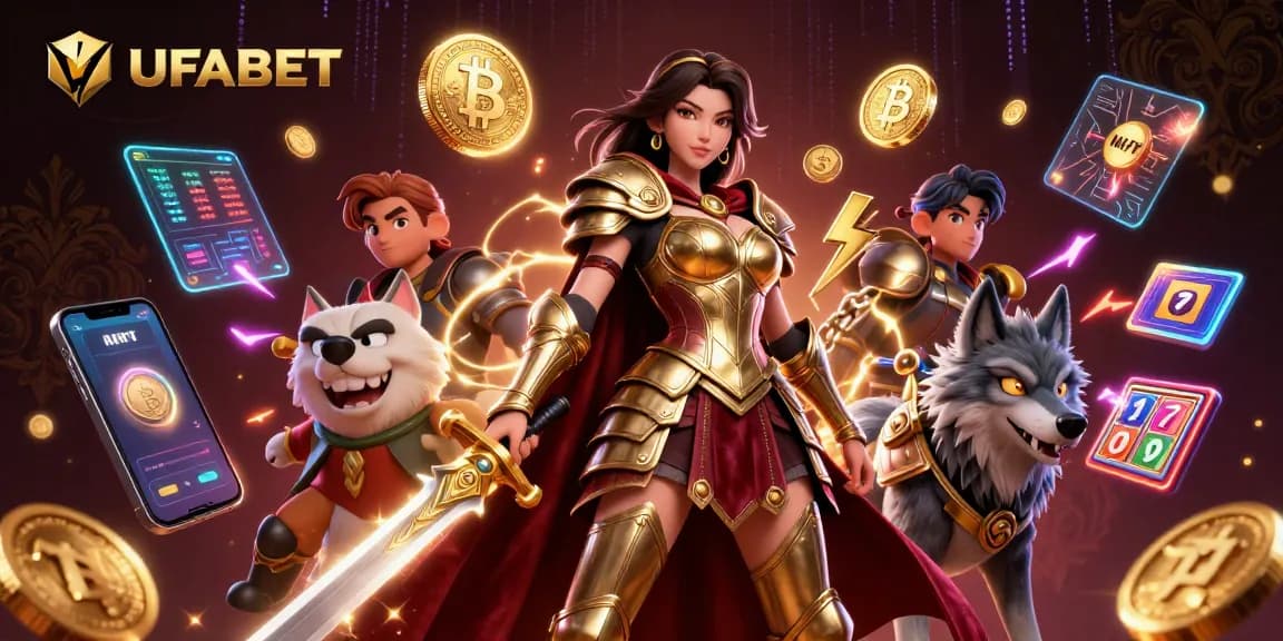 Experience the excitement of gambling at UFABET with dynamic 3D illustrations of gaming elements.
