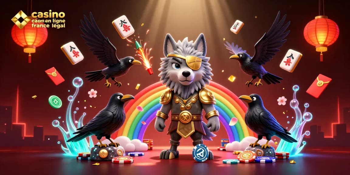 Plongez dans l'univers des jeux avec casino en ligne légal en France, où le loup Odin et ses compagnons scintillent parmi les jetons et éléments de jeu.