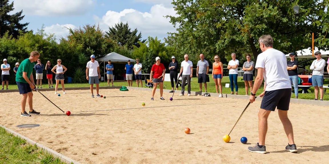 Aktivitas bermain petanque di lapangan FOPI Kota Banjarbaru, fopikotabanjarba.org menunjukkan semangat kompetisi dan kebersamaan.