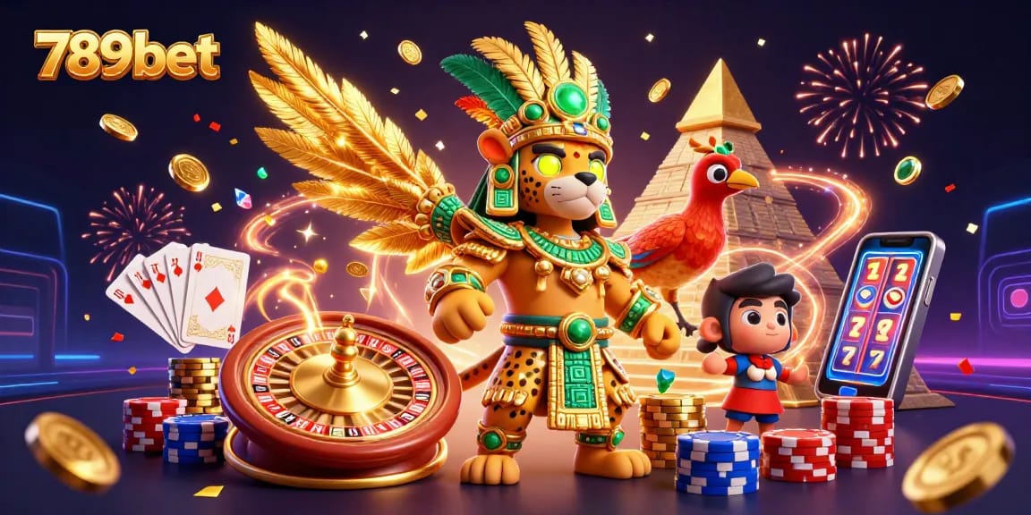Spin the 789bet jackpot reels with cascading coins and a vibrant casino scene.