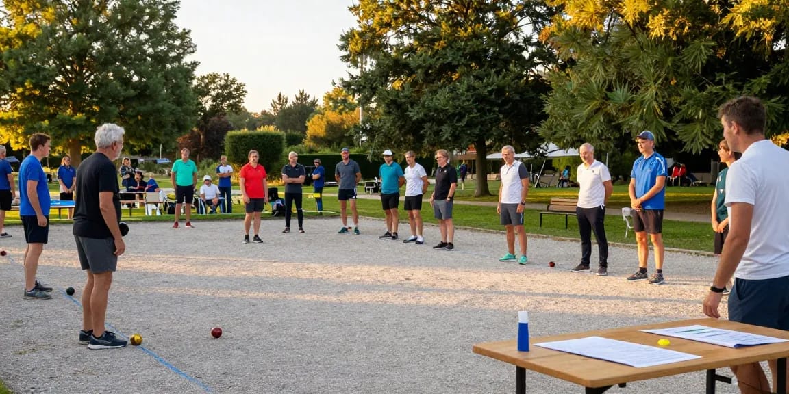FOPI Kota Bitung mengadakan permainan petanque di taman kota yang cerah.