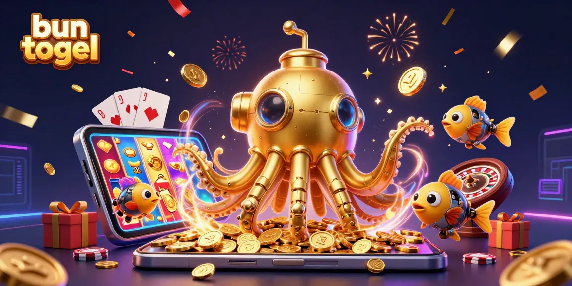 Experience winning with bun togel in a vibrant 3D casino illustration filled with excitement and dynamic elements.