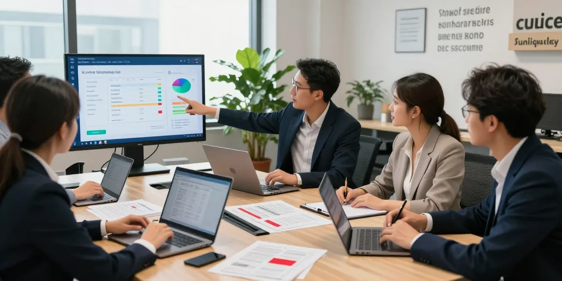 Detect fraud invoice with a team analyzing AI-driven technology in a modern office.