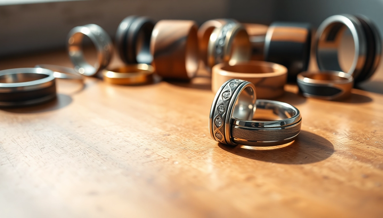 Showcase of Unique Wedding Bands for Men highlighting various designs and materials