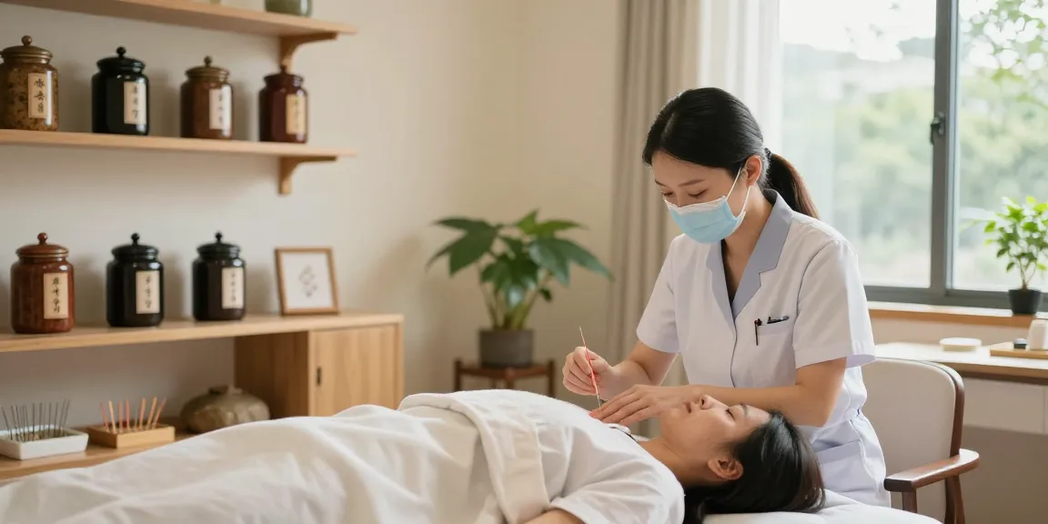 Expert acupuncture session at 영통한의원 with soothing ambiance and natural light.