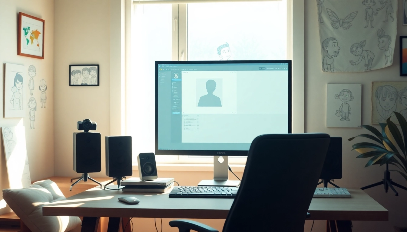 Animation Erstellen in a digital workspace with vibrant colors and creative elements.