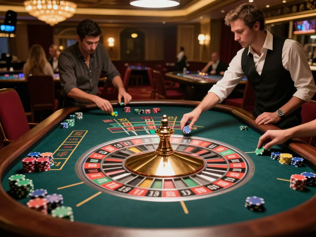 Experience top quality widgets in action at an upscale roulette table with engaged players