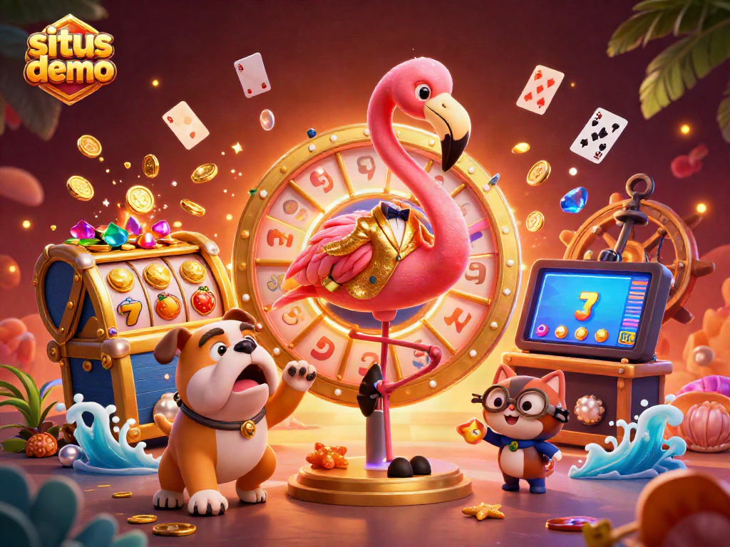 Spin the golden prize wheel at situs demo - vibrant 3D illustration showcasing casino excitement