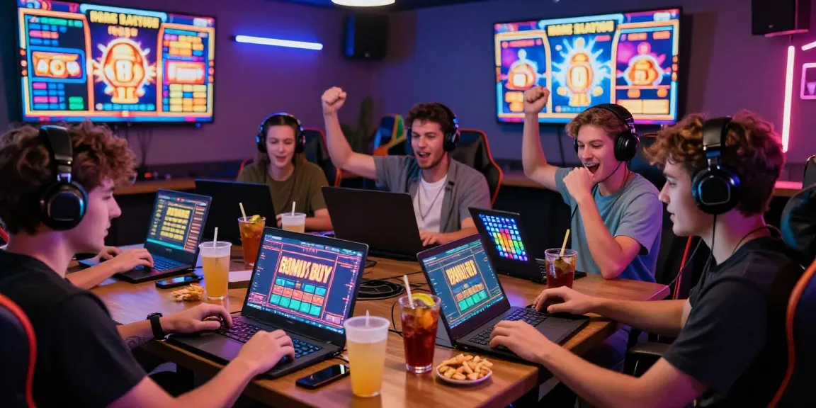 Experience the excitement of Bonus Buy slots at https://aboutderbyshire.co.uk with lively players enjoying thrilling gameplay.