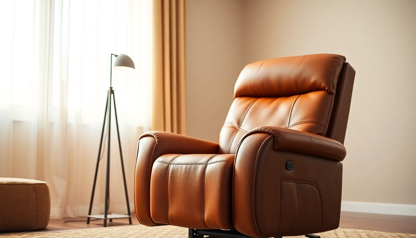 Experience comfort with a luxurious leather lift recliner enhancing your living space.