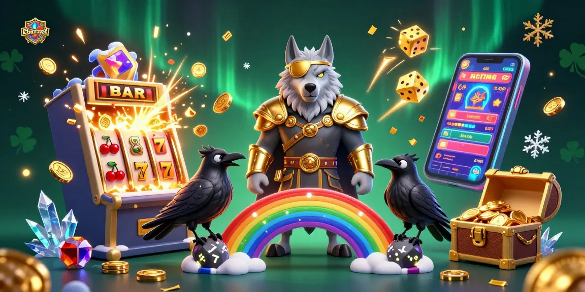 Baccarat gaming scene with Odin wolf and casino elements bursting with activity and excitement