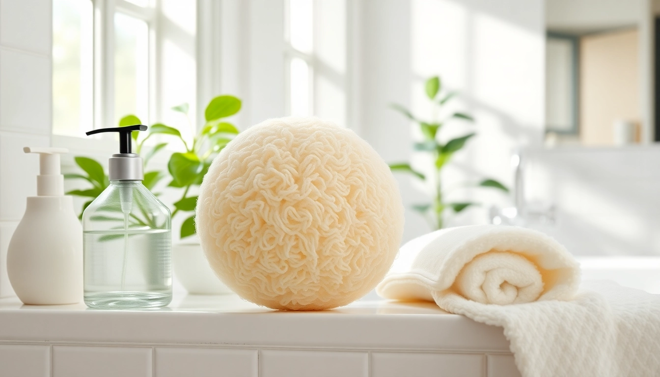 Use a best back loofah for dry skin to nourish your skin in a serene bathroom setting.