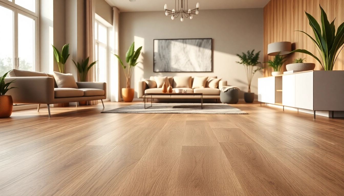 Showcasing stylish vinyl plank flooring in a chic living room setting with natural light.