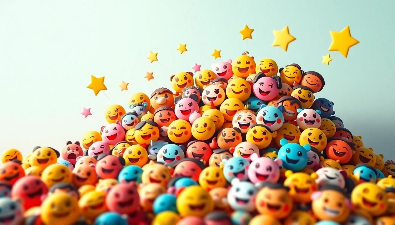 Engaging tiktok emojis arranged in a vibrant layout for social media interaction.