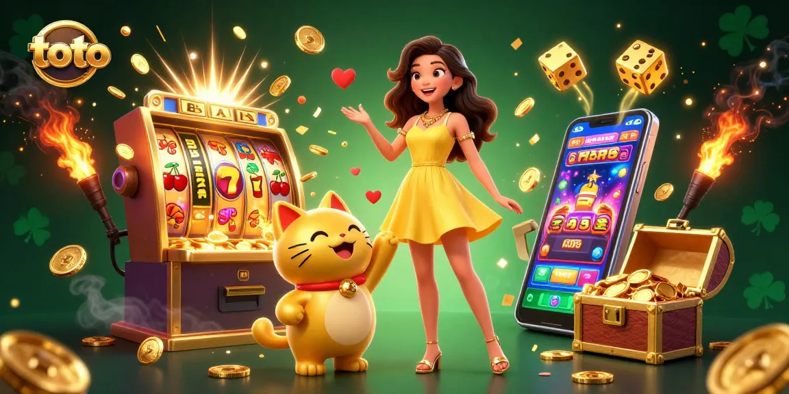 Experience the excitement of toto in a vibrant 3D casino scene filled with golden luck.