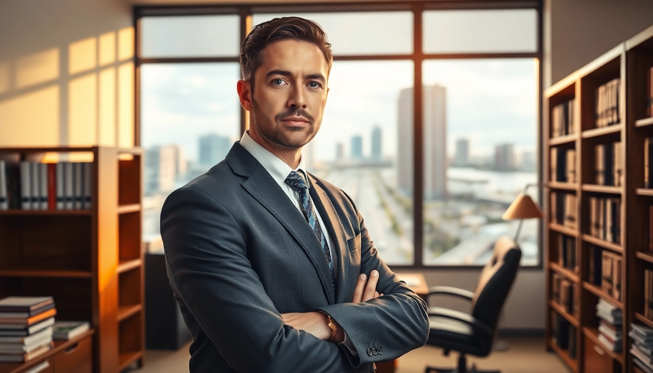 Truck accident attorney Clearwater consulting with clients in a warm office.