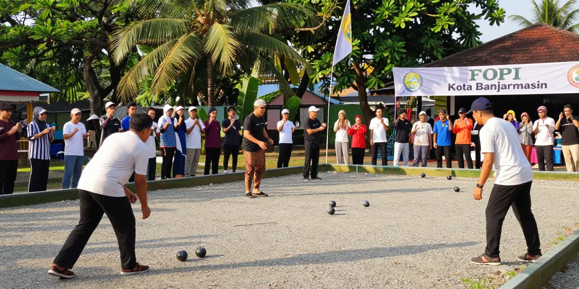 Pertandingan petanque di Banjarmasin, menampilkan semangat komunitas FOPI Kota Banjarmasin dan keragaman pemain.