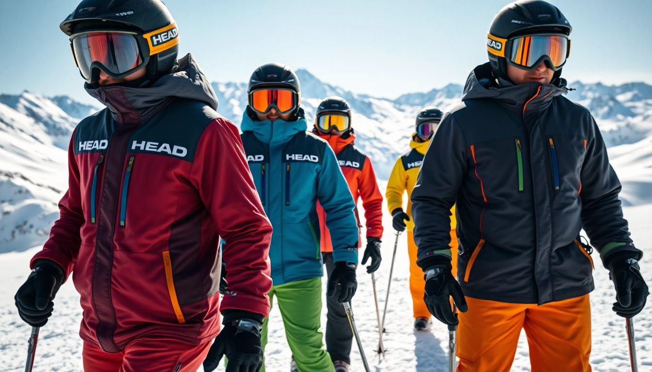 High-performance HEAD CLOTHING displayed in a dynamic snowy landscape.