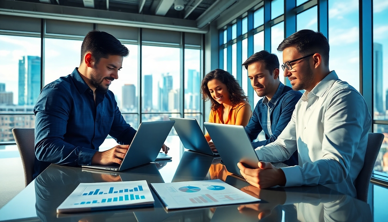 Analyze SEO performance trends in a modern office setting with a marketing team.