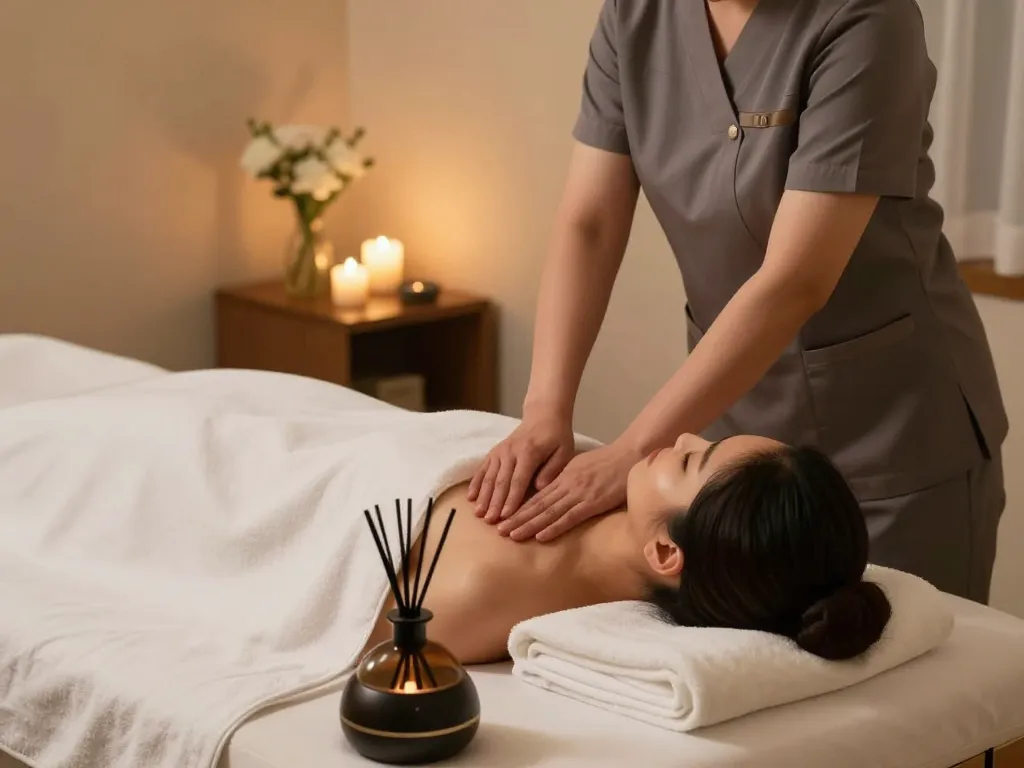 Experience soothing 인천 출장마사지 in a serene hotel room setting with professional therapist and calming atmosphere.
