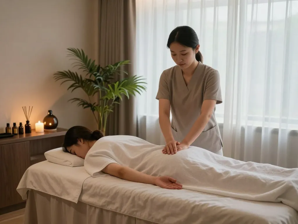 Serene 강남스웨디시 spa environment featuring a therapist performing a relaxing massage.