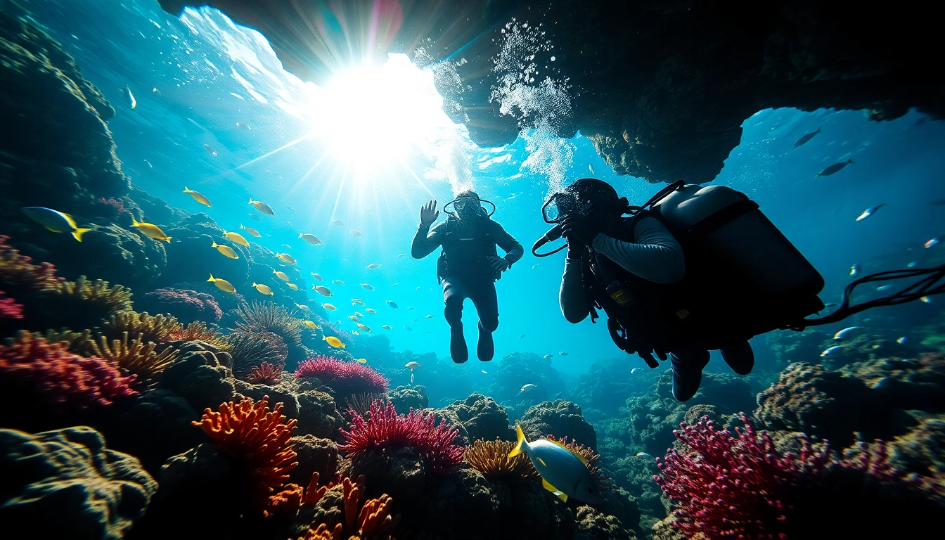 Schnuppertauchen in vibrant coral reefs with a diver exploring marine life.