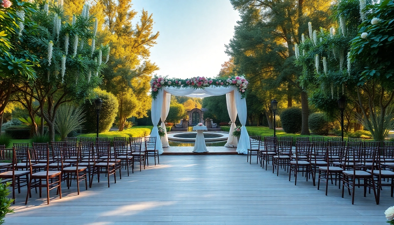 Stunning outdoor wedding venue sacramento with elegant altar and lush greenery