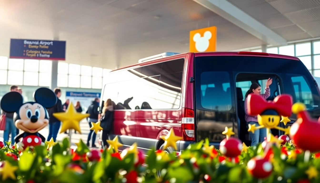 Experience a seamless Beauvais Airport to Disney Transfer with a vibrant vehicle ready for eager travelers.