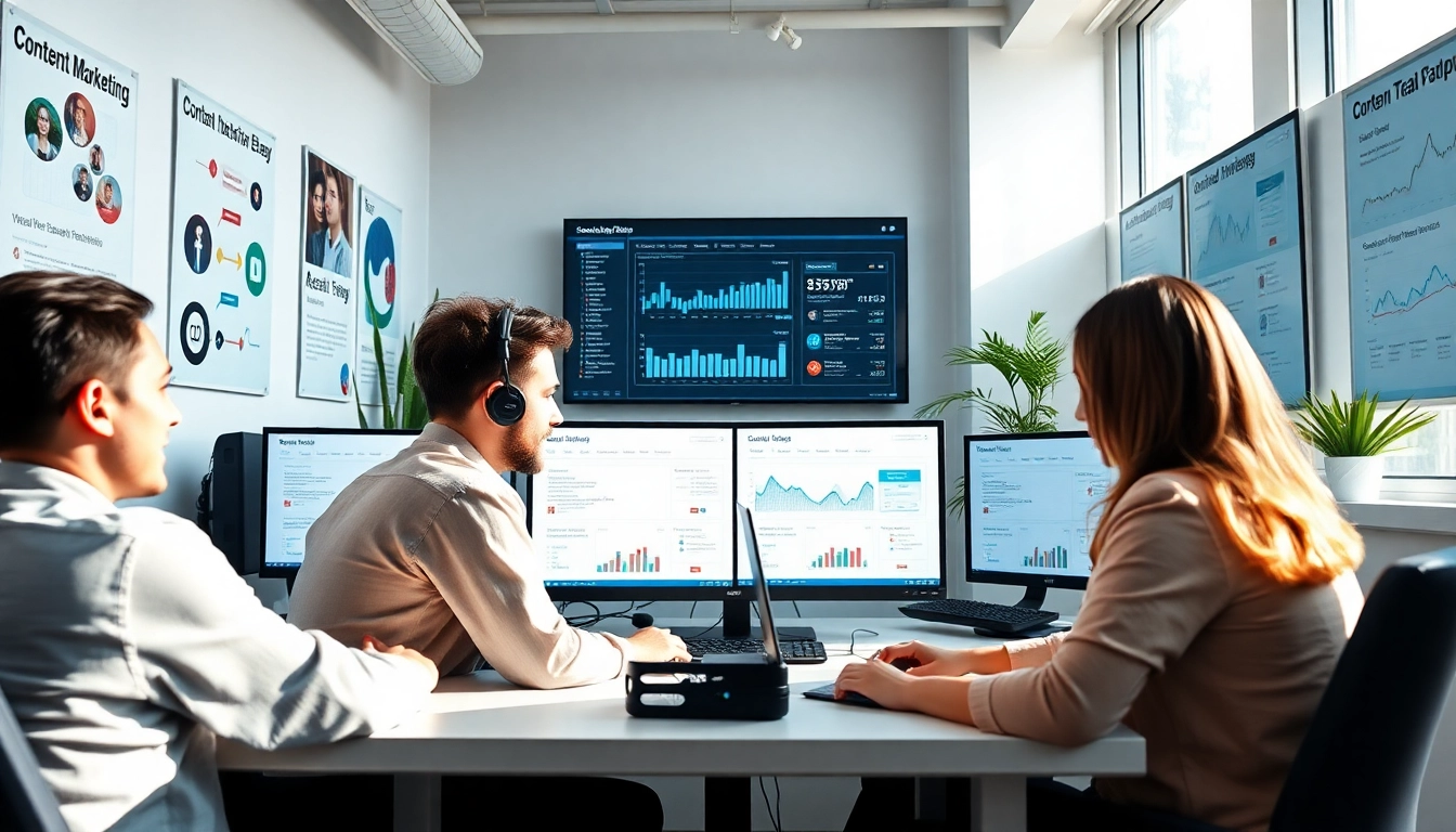 YouTube smm panel team discussing strategies in a vibrant and modern workspace.
