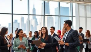 Connecting job seekers to opportunities in Chicago jobs with a modern office backdrop.