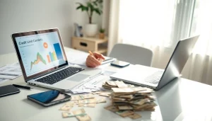 카드 한도 현금화 전문가가 신용카드 한도 현금화 전략을 분석하는 모습