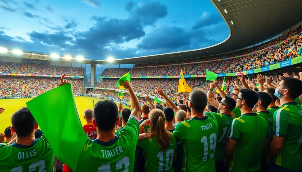 해외축구중계를 즐기는 팬들로 가득 찬 경기장 모습