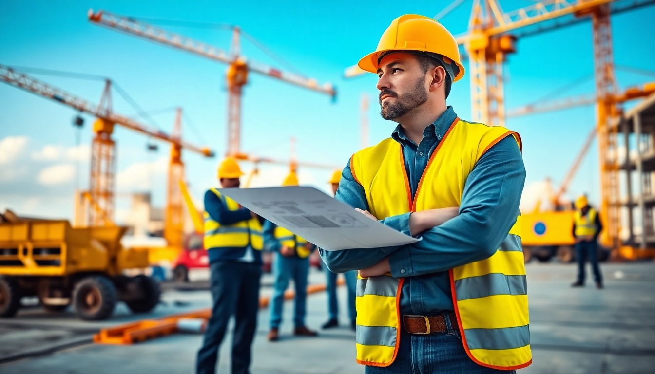 New Jersey Construction Manager directing a construction team on-site, ensuring safety and efficiency.