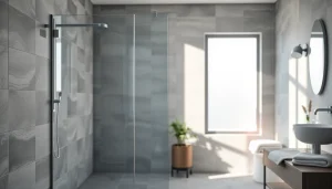 Admire paroi de douche à l'italienne dans une salle de bain moderne et élégante.