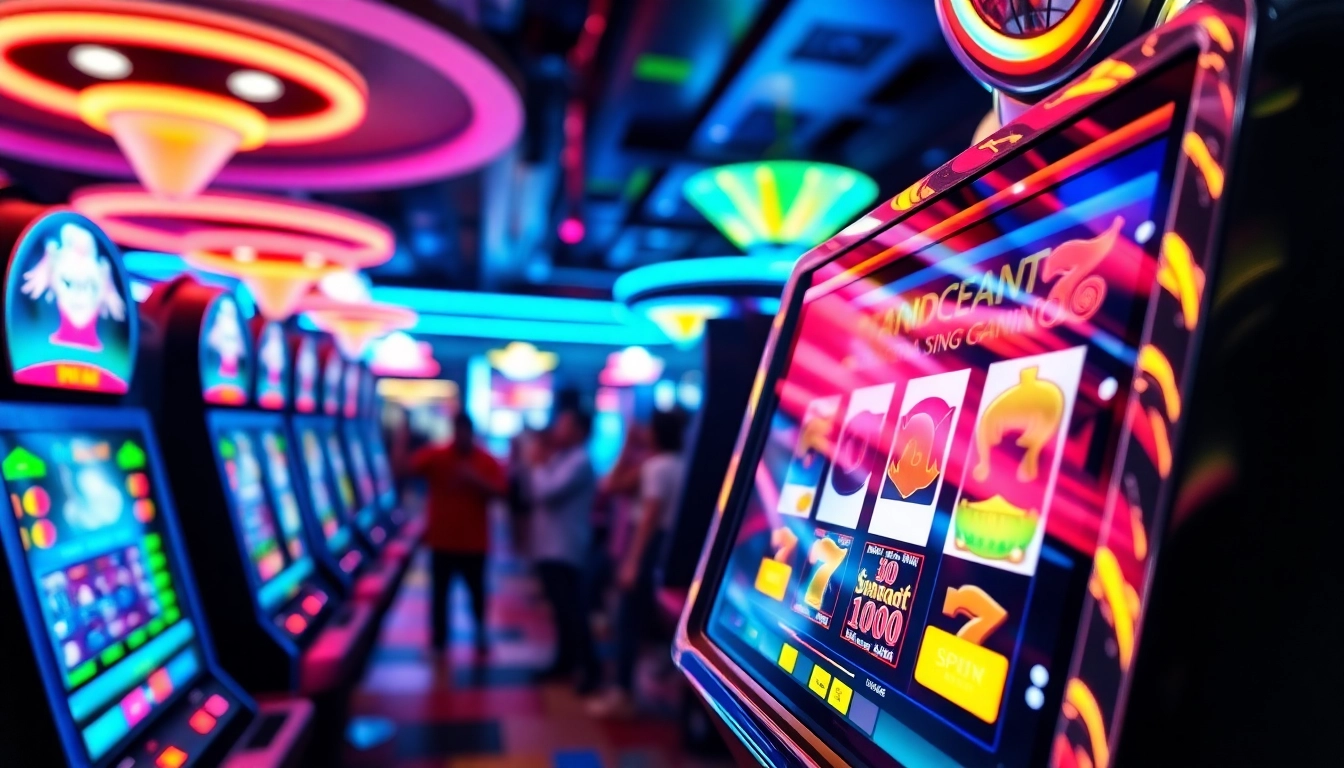Menang besar dengan mesin pakde4d slot yang terang dan penuh warna di kasino.