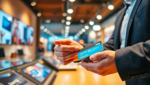 신용카드 현금화 방법을 보여주는 현대적인 금융 거래 장면