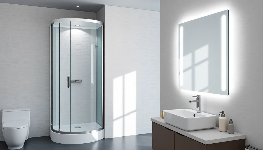 Améliorez votre salle de bain avec des cabines de douche et miroirs LED sirhona France.