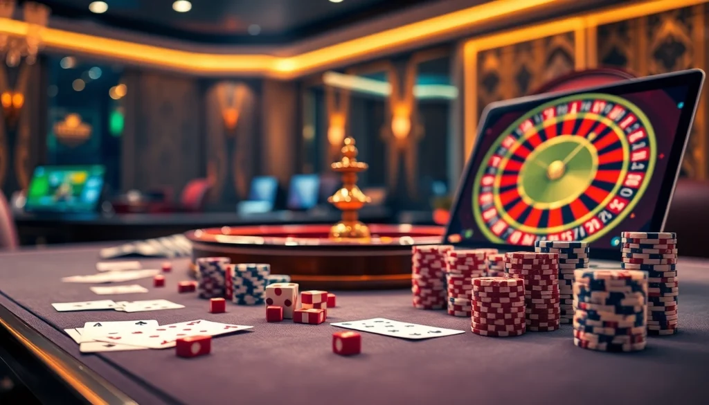 Experience the excitement of Nhà cái XX88 casino games with vibrant visuals of poker chips and a roulette wheel.